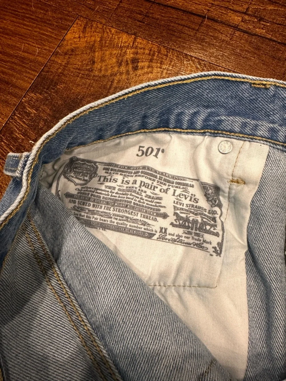 Levi's Distressed Light Blue High-Rise Denim Shorts